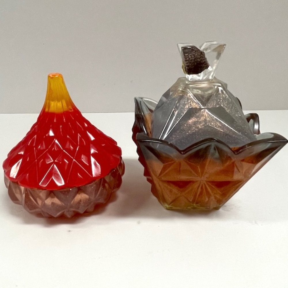 Hand Crafted Resin Glittering Trinket or Jewelry Jars with Lids A